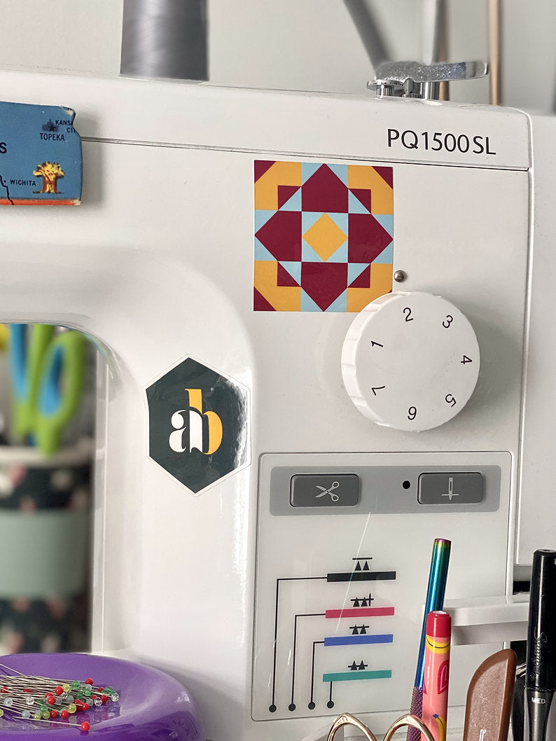 Anna B at Home Grizzly's Sticker on Sewing Machine